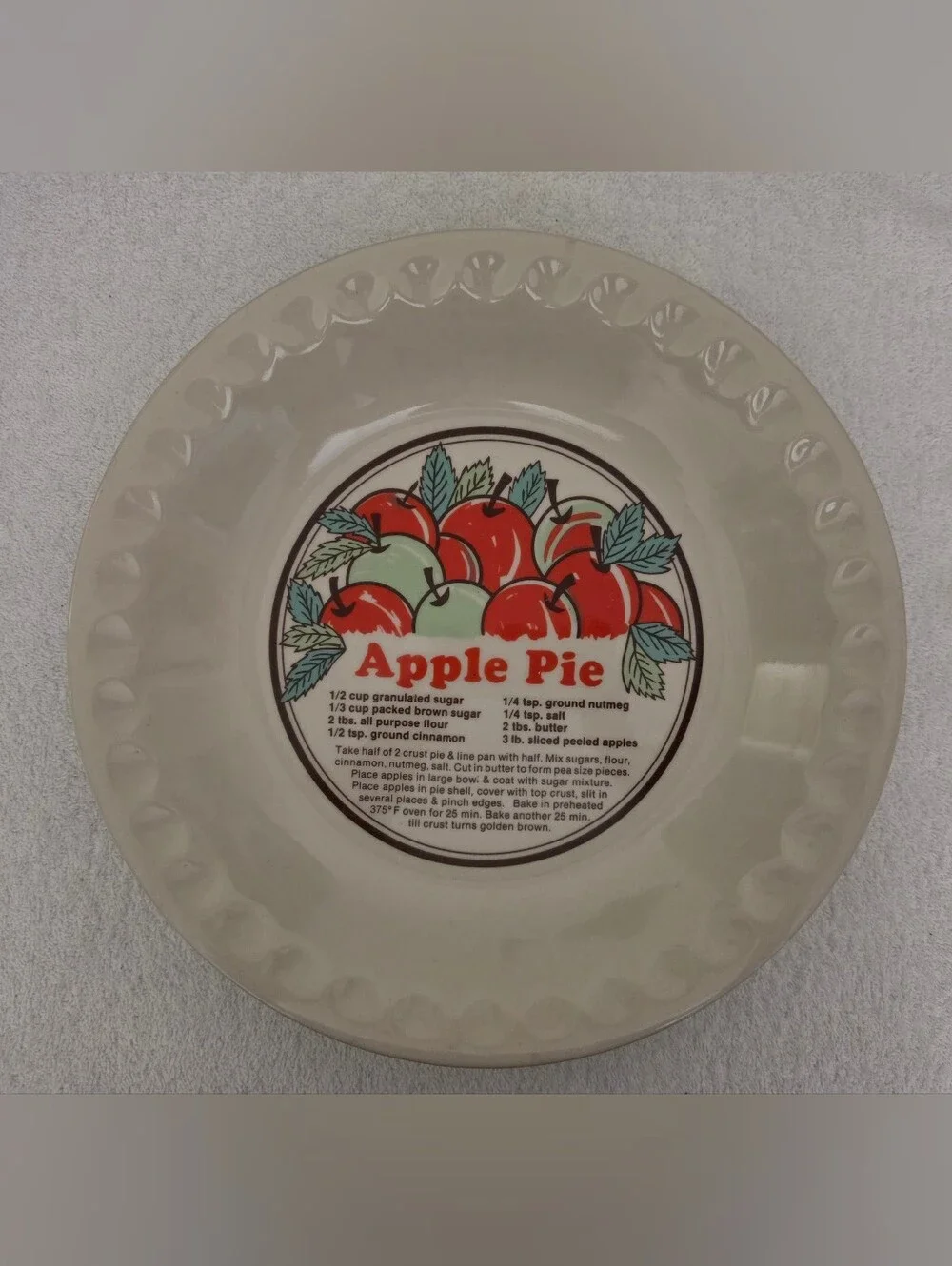 Apple Pie Recipe Serving Plate - Beige